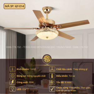 Đèn Quạt Trần Pha Lê Tân Cổ Điển QT-014 – Sang Trọng Chuẩn Biệt Thự