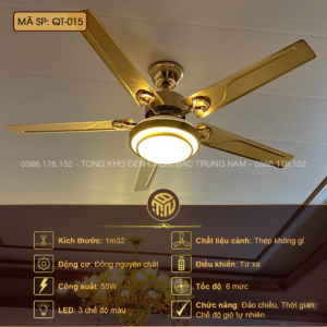 Đèn Quạt Trần Tân Cổ Điển QT-015 – Cánh Thép Không Gỉ