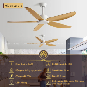 Quạt Trần Không Đèn QT-016 Phong Cách Scandinavian Sang Trọng