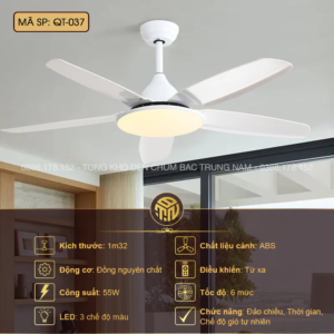 Quạt Trần Đèn LED QT-037 Hiện Đại Tối Giản