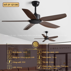 Quạt Trần Gỗ QT-040 Màu Nâu Đậm