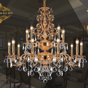 Đèn Chùm Hoàng Gia Pha Lê Mạ Vàng Lộng Lẫy