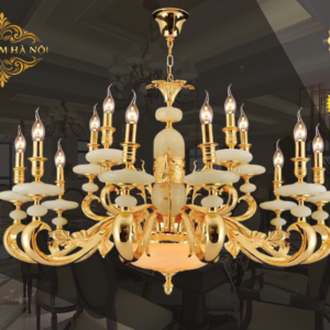 Đèn Chùm Đồng Đá Cao Cấp Phong Cách Châu Âu Quý Tộc