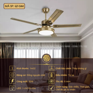 Đèn Quạt Trần Nghệ Thuật QT-044 – Biểu Tượng Sang Trọng Cho Phòng Khách Đẳng Cấp