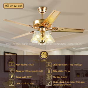 Quạt Trần Trang Trí Phòng Khách Cao Cấp QT-064