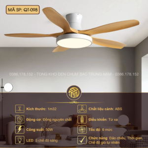 Quạt Trần Đèn Chung Cư Phong Cách Bắc Âu QT-098 50W