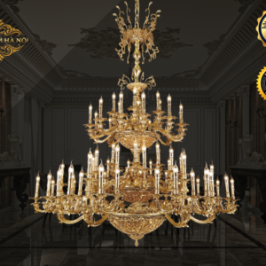 Đèn chùm biệt thự đồng mạ vàng sang trọng