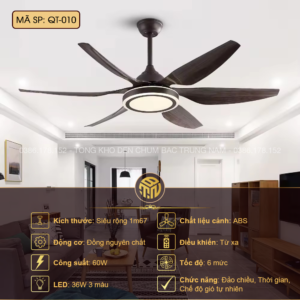 Đèn Quạt Trần Phong Cách Bắc Âu QT-010 – Cánh Cong Nghệ Thuật