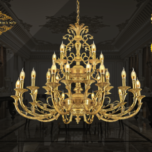 Đèn chùm tân cổ điển mạ vàng cao cấp cho biệt thự