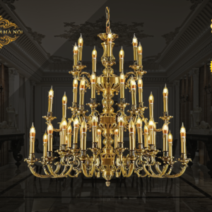 Đèn Chùm Đồng Tân Cổ Điển Hoàng Gia 3 Tầng Sang Trọng