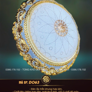 Đèn Ốp Trần Tân Cổ Điển Hoàng Gia DO63 – Khung Hợp Kim Mạ Vàng