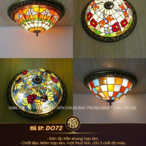 Đèn ốp trần nghệ thuật kính màu cổ điển