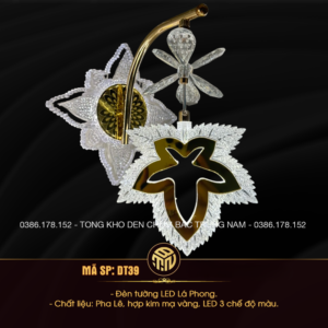 Đèn Tường Pha Lê Lá Phong DT39 – Đèn Trang Trí Phòng Khách 3 Ánh Sáng