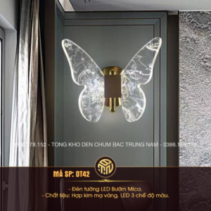 Đèn Tường Nghệ Thuật Hình Cánh Bướm DT42 – Mica Cao Cấp Mạ Vàng