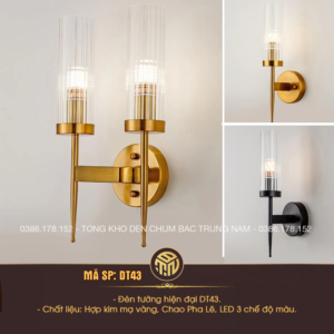 Đèn Tường LED Pha Lê Trụ Đôi Mạ Vàng Cao Cấp DT43 – Đèn Gắn Tường Hiện Đại