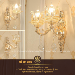 Đèn Tường Chao Hoa 2 Tay Mạ Vàng Cao Cấp